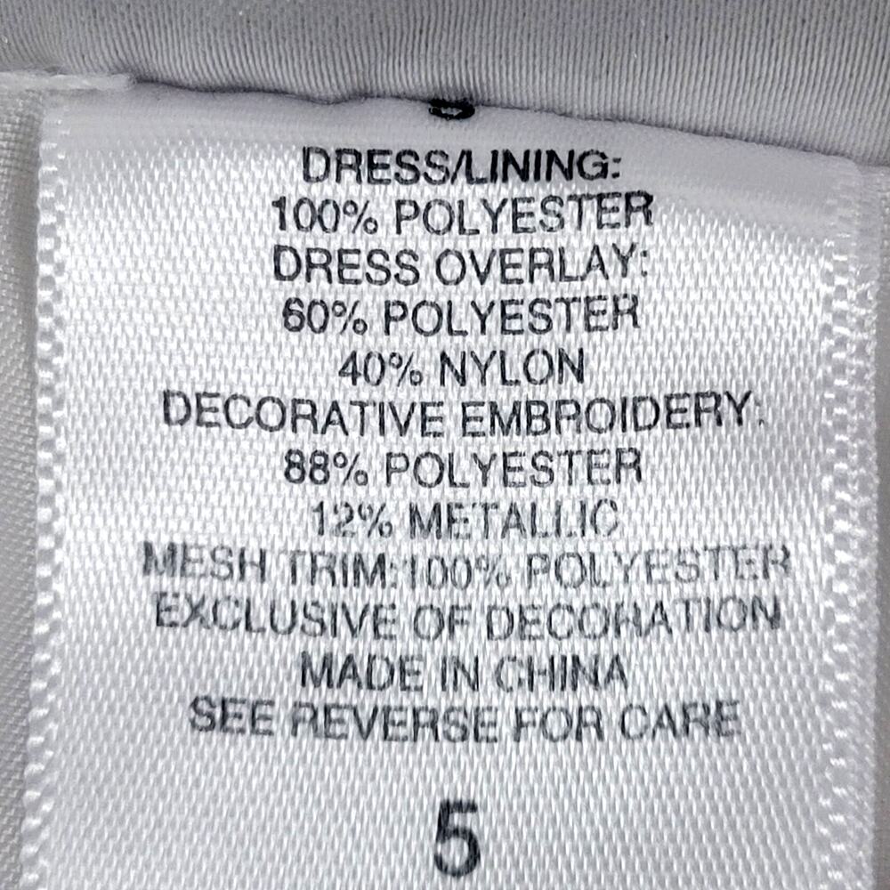 Girls Youngland White and Gold Sheer Multi-layered Dress Size 5 - Picture 5 of 7